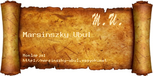 Marsinszky Ubul névjegykártya